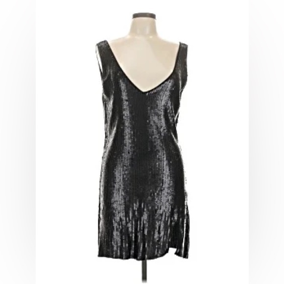 Free People Dresses & Skirts - Free People Sequin Glittery Open Back Black Dress Size S